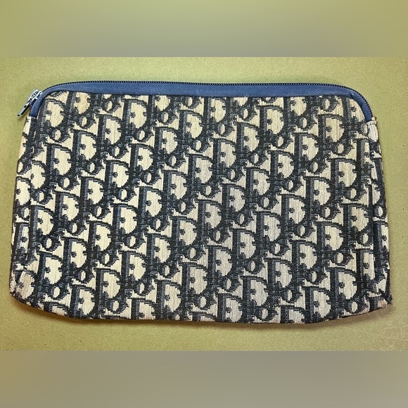 CHRISTIAN DIOR Navy Monogram Denim Clutch - EUC - Picture 1 of 5